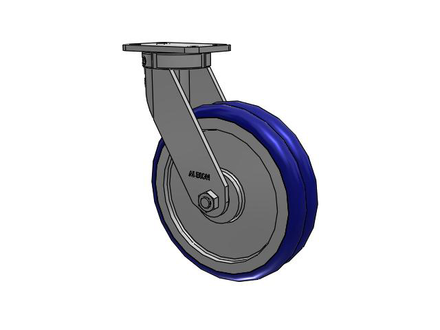 410 Series Top Plate Swivel Caster with 12 x 3 Blue Tread on Aluminum Core EY - Swivel-EAZ (Crown) Wheel