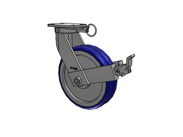 410 Series Top Plate Swivel Caster with 12 x 3 Blue Tread on Aluminum Core EY - Swivel-EAZ (Crown) Wheel and Face Brake