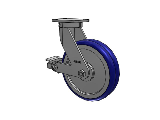 410 Series Top Plate Swivel Caster with 12 x 3 Blue Tread on Aluminum Core EY - Swivel-EAZ (Crown) Wheel and Poly Cam Brake