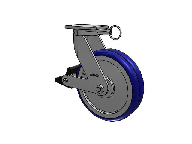 410 Series Top Plate Swivel Caster with 12 x 3 Blue Tread on Aluminum Core EY - Swivel-EAZ (Crown) Wheel and Poly Lock Integrated Brake