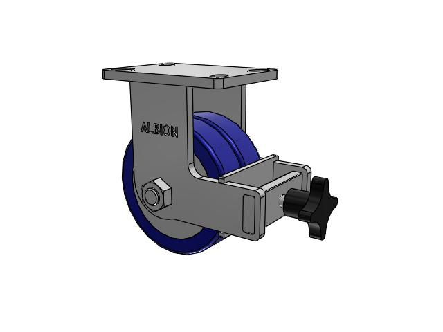 410 Series Top Plate Rigid Caster with 6 x 3 Blue Tread on Aluminum Core EZ - Swivel-EAZ (Flat) Wheel and Face Brake