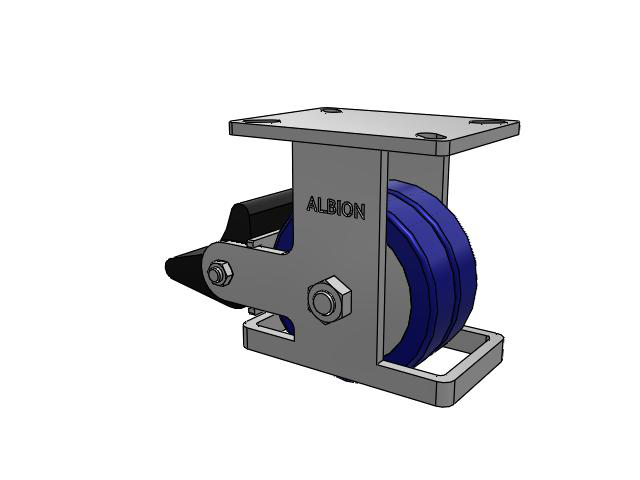 410 Series Top Plate Rigid Caster with 6 x 3 Blue Tread on Aluminum Core EZ - Swivel-EAZ (Flat) Wheel and Poly Lock Integrated Brake