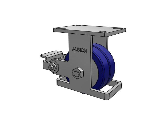 410 Series Top Plate Rigid Caster with 6 x 3 Blue Tread on Aluminum Core EZ - Swivel-EAZ (Flat) Wheel and Poly Cam Brake