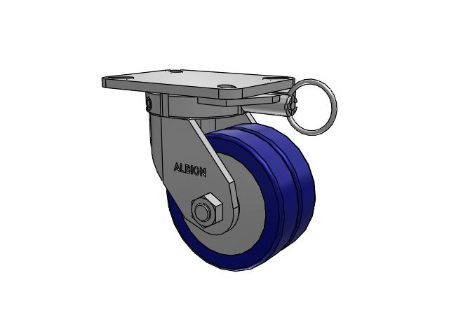 410 Series Top Plate Swivel Caster with 6 x 3 Blue Tread on Aluminum Core EZ - Swivel-EAZ (Flat) Wheel