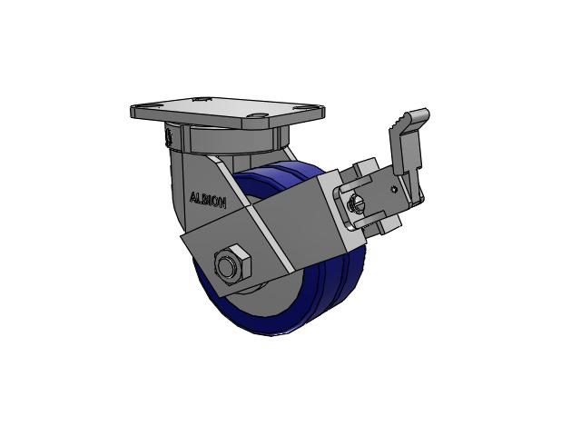 410 Series Top Plate Swivel Caster with 6 x 3 Blue Tread on Aluminum Core EZ - Swivel-EAZ (Flat) Wheel and Face Brake