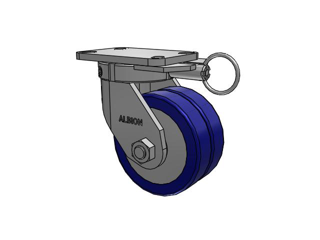 410 Series Top Plate Swivel Caster with 6 x 3 Blue Tread on Aluminum Core EZ - Swivel-EAZ (Flat) Wheel