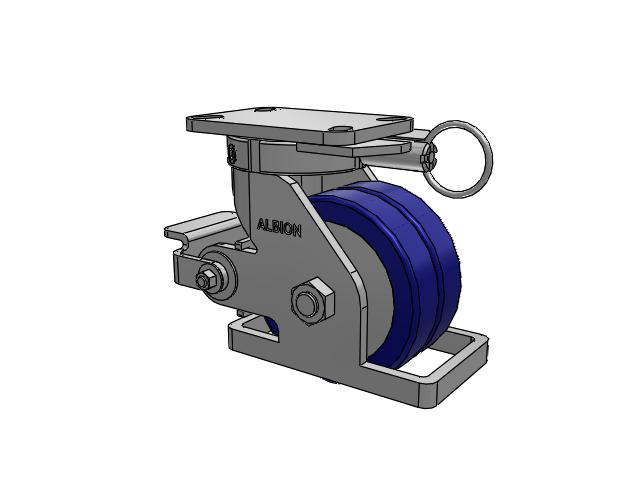 410 Series Top Plate Swivel Caster with 6 x 3 Blue Tread on Aluminum Core EZ - Swivel-EAZ (Flat) Wheel and Poly Cam Brake