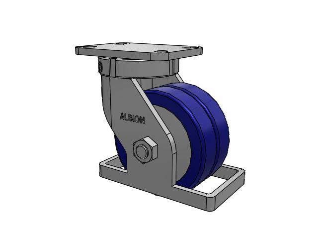 Roulette pivotante à plaque supérieure de la série 410 avec bande de roulement bleue 6 x 3 sur noyau en aluminium EZ - Roue pivotante EAZ (plate)