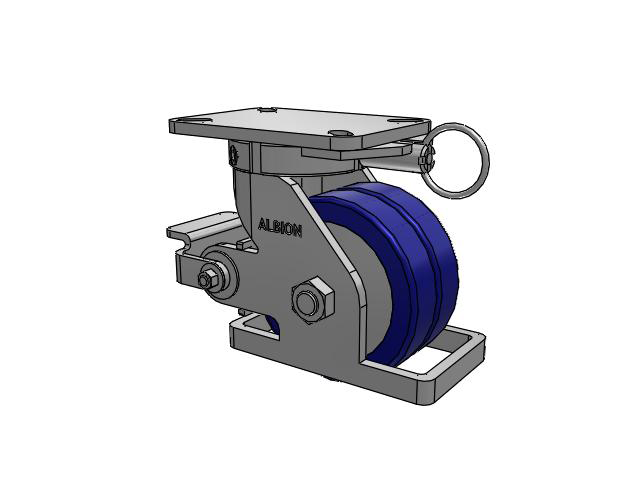 410 Series Top Plate Swivel Caster with 6 x 3 Blue Tread on Aluminum Core EZ - Swivel-EAZ (Flat) Wheel and Poly Cam Brake