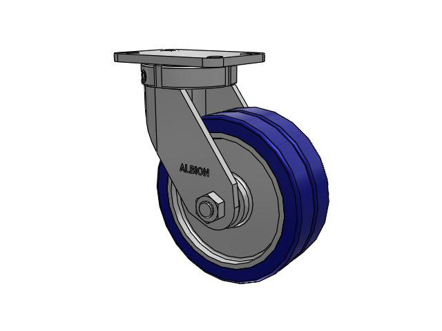 410 Series Top Plate Swivel Caster with 8 x 3 Blue Tread on Aluminum Core EZ - Swivel-EAZ (Flat) Wheel