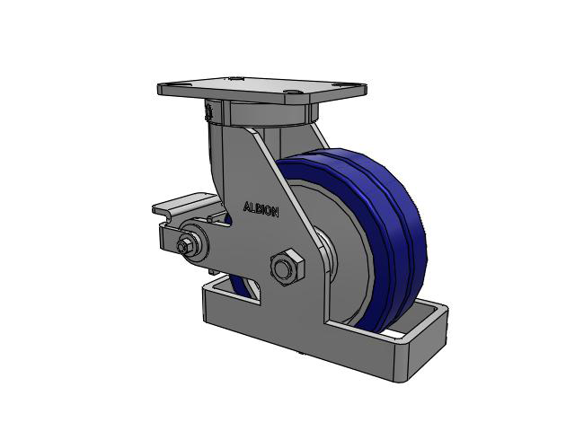 410 Series Top Plate Swivel Caster with 8 x 3 Blue Tread on Aluminum Core EZ - Swivel-EAZ (Flat) Wheel and Poly Cam Brake