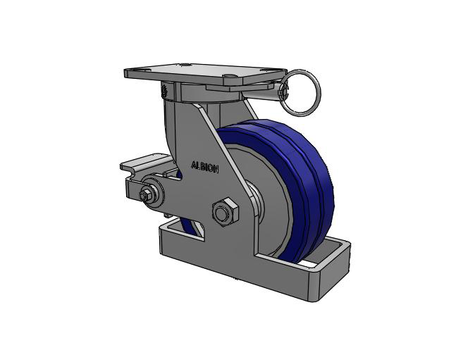 410 Series Top Plate Swivel Caster with 8 x 3 Blue Tread on Aluminum Core EZ - Swivel-EAZ (Flat) Wheel and Poly Cam Brake