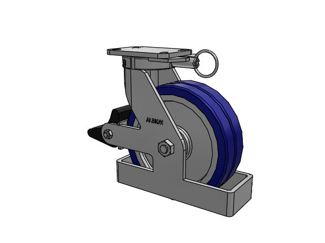 410 Series Top Plate Swivel Caster with 10 x 3 Blue Tread on Aluminum Core EZ - Swivel-EAZ (Flat) Wheel and Poly Lock Integrated Brake