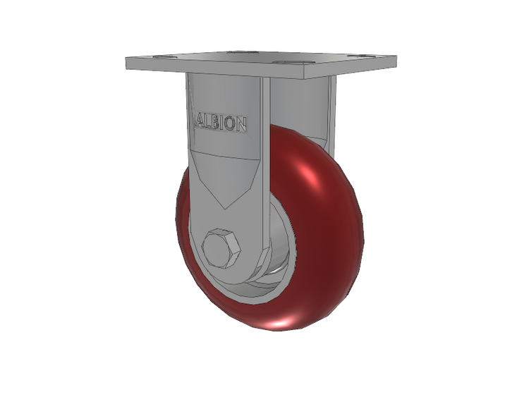16 Series Top Plate Rigid Caster with 5 x 2 Maroon Tread on Aluminum Core AX - Round Polyurethane (Aluminum Core) Wheel