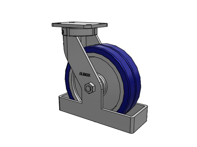 410 Series Top Plate Swivel Caster with 10 x 3 Blue Tread on Aluminum Core EZ - Swivel-EAZ (Flat) Wheel