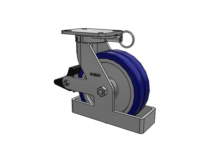 410 Series Top Plate Swivel Caster with 10 x 3 Blue Tread on Aluminum Core EZ - Swivel-EAZ (Flat) Wheel and Poly Lock Integrated Brake