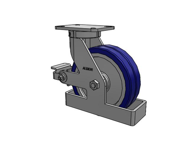 410 Series Top Plate Swivel Caster with 10 x 3 Blue Tread on Aluminum Core EZ - Swivel-EAZ (Flat) Wheel and Poly Cam Brake