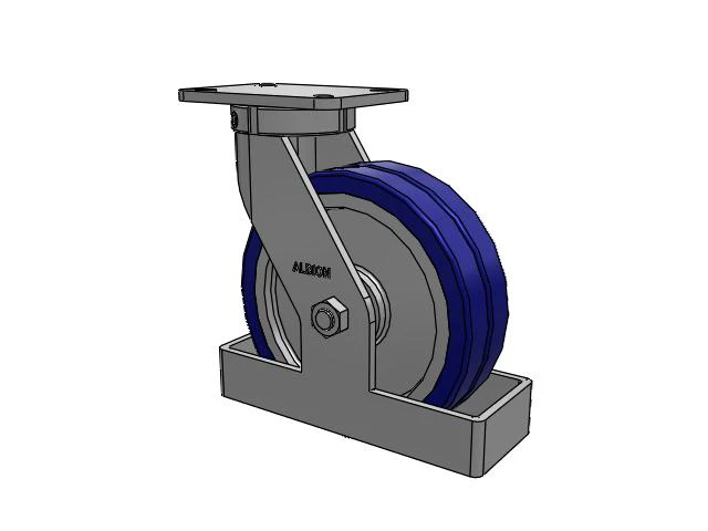 410 Series Top Plate Swivel Caster with 10 x 3 Blue Tread on Aluminum Core EZ - Swivel-EAZ (Flat) Wheel