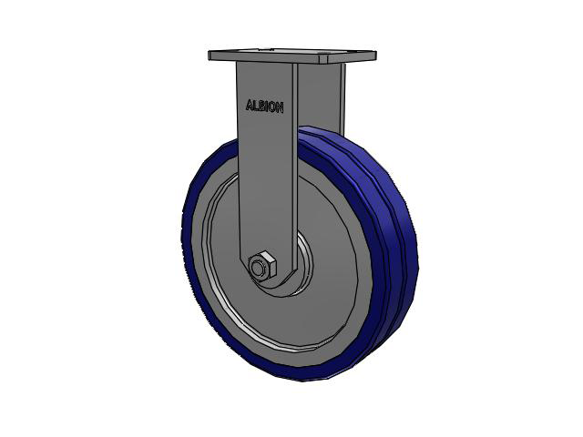 410 Series Top Plate Rigid Caster with 12 x 3 Blue Tread on Aluminum Core EZ - Swivel-EAZ (Flat) Wheel