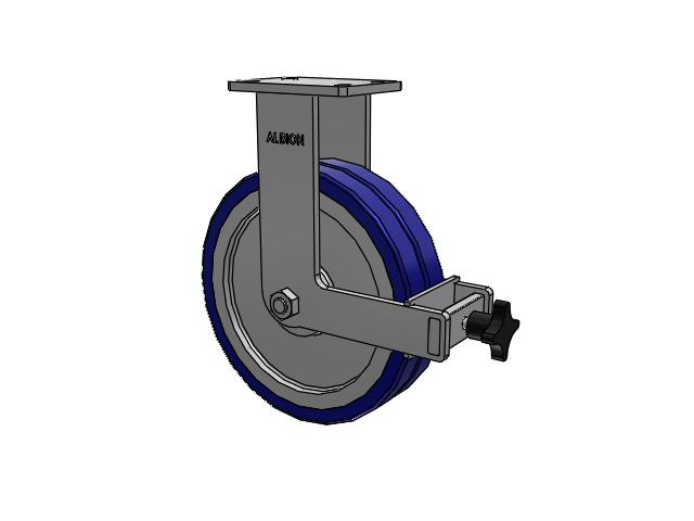 410 Series Top Plate Rigid Caster with 12 x 3 Blue Tread on Aluminum Core EZ - Swivel-EAZ (Flat) Wheel and Face Brake