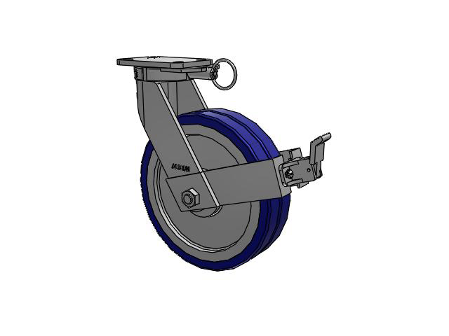 410 Series Top Plate Swivel Caster with 12 x 3 Blue Tread on Aluminum Core EZ - Swivel-EAZ (Flat) Wheel and Face Brake