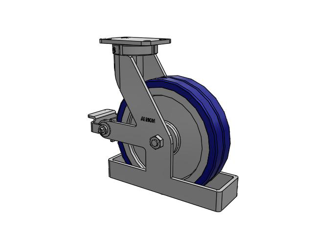 410 Series Top Plate Swivel Caster with 12 x 3 Blue Tread on Aluminum Core EZ - Swivel-EAZ (Flat) Wheel and Poly Cam Brake