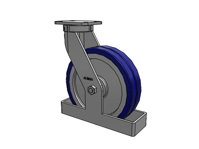 410 Series Top Plate Swivel Caster with 12 x 3 Blue Tread on Aluminum Core EZ - Swivel-EAZ (Flat) Wheel