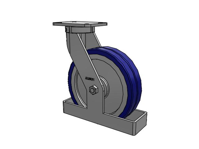 410 Series Top Plate Swivel Caster with 12 x 3 Blue Tread on Aluminum Core EZ - Swivel-EAZ (Flat) Wheel