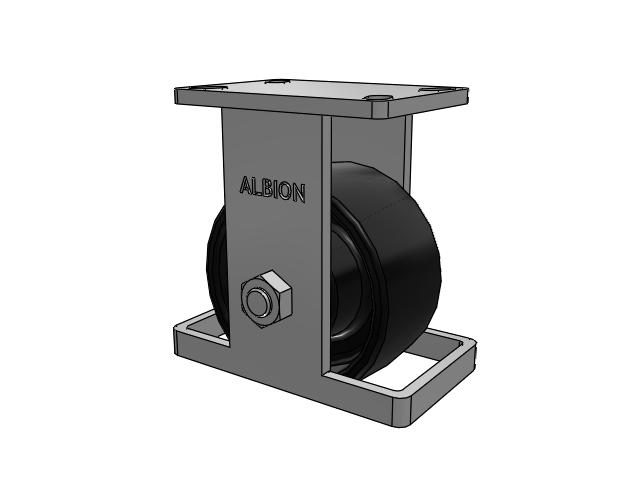 410 Series Top Plate Rigid Caster with 6 x 3 Black Paint FR - Ductile Iron Crowned Tread Wheel