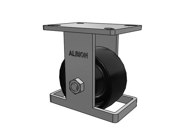 410 Series Top Plate Rigid Caster with 6 x 3 Black Paint FR - Ductile Iron Crowned Tread Wheel