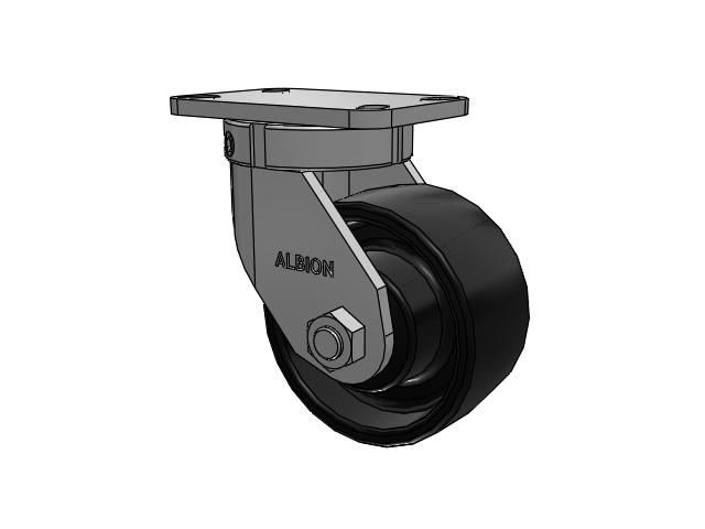 410 Series Top Plate Swivel Caster with 6 x 3 Black Paint FR - Ductile Iron Crowned Tread Wheel