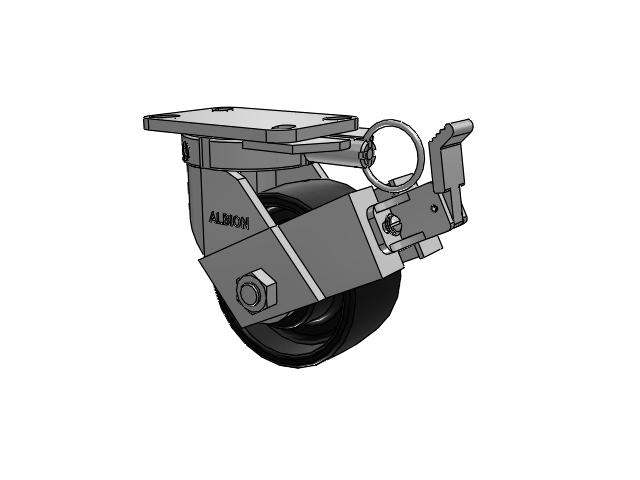 410 Series Top Plate Swivel Caster with 6 x 3 Black Paint FR - Ductile Iron Crowned Tread Wheel and Face Brake