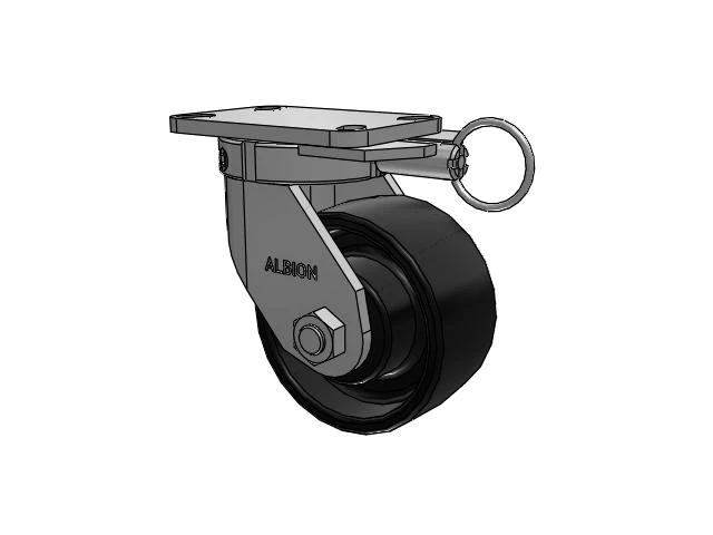 Roulette pivotante à plaque supérieure de la série 410 avec roue 6 x 3 peinte en noir FR - Roue à bande de roulement bombée en fonte ductile