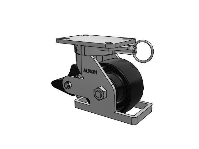 410 Series Top Plate Swivel Caster with 6 x 3 Black Paint FR - Ductile Iron Crowned Tread Wheel and Poly Lock Integrated Brake