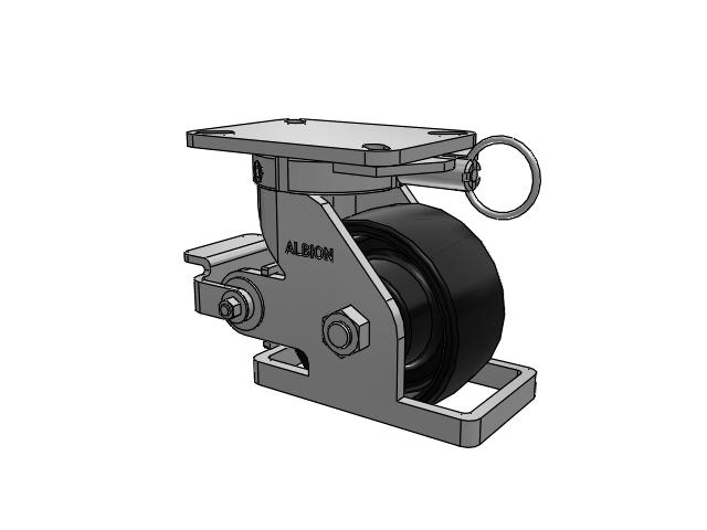 410 Series Top Plate Swivel Caster with 6 x 3 Black Paint FR - Ductile Iron Crowned Tread Wheel and Poly Cam Brake