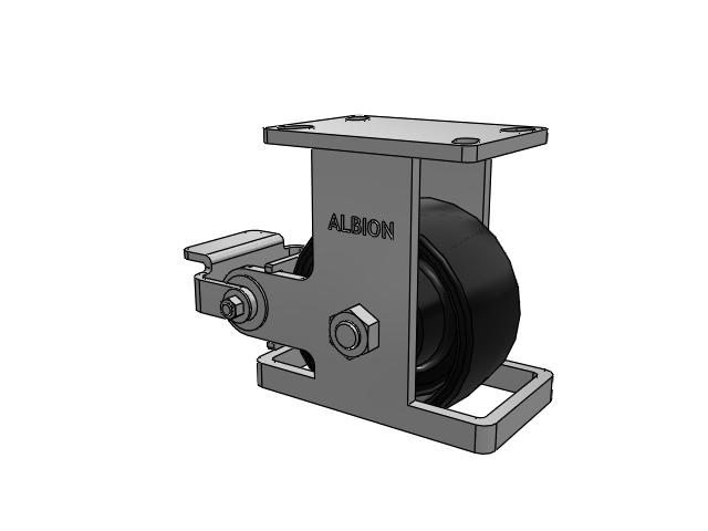 410 Series Top Plate Rigid Caster with 6 x 3 Black Paint FR - Ductile Iron Crowned Tread Wheel and Poly Cam Brake