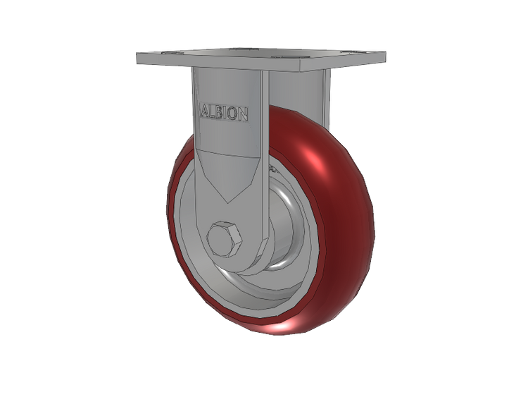 16 Series Top Plate Rigid Caster with 6 x 2 Maroon Tread on Aluminum Core AX - Round Polyurethane (Aluminum Core) Wheel