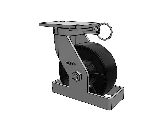 410 Series Top Plate Swivel Caster with 8 x 3 Black Paint FR - Ductile Iron Crowned Tread Wheel