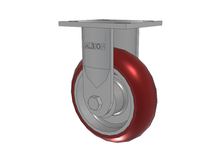 16 Series Top Plate Rigid Caster with 6 x 2 Maroon Tread on Aluminum Core AX - Round Polyurethane (Aluminum Core) Wheel