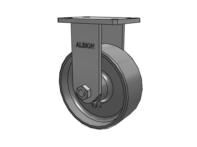 410 Series Top Plate Rigid Caster with 8 x 3 Clear Coat Enamel FS - Drop-Forged Steel Wheel