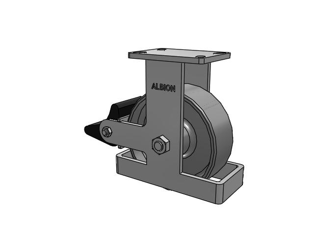 410 Series Top Plate Rigid Caster with 8 x 3 Clear Coat Enamel FS - Drop-Forged Steel Wheel and Poly Lock Integrated Brake