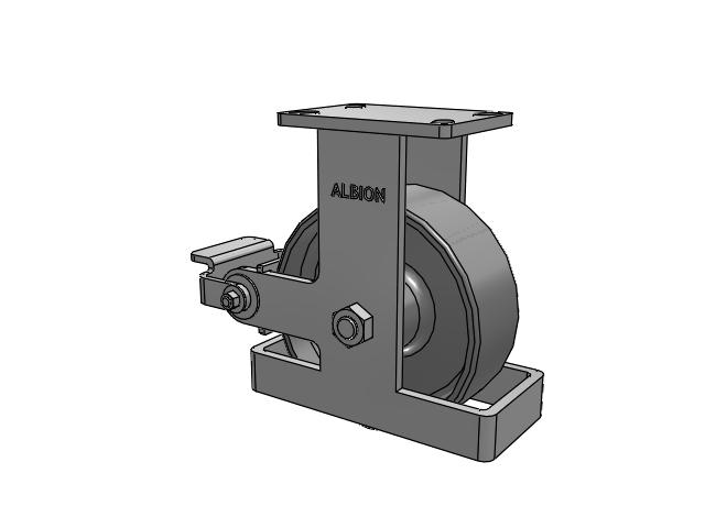410 Series Top Plate Rigid Caster with 8 x 3 Clear Coat Enamel FS - Drop-Forged Steel Wheel and Poly Cam Brake
