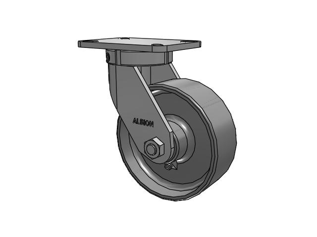 410 Series Top Plate Swivel Caster with 8 x 3 Clear Coat Enamel FS - Drop-Forged Steel Wheel