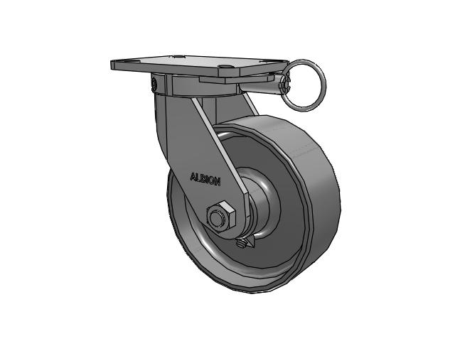 410 Series Top Plate Swivel Caster with 8 x 3 Clear Coat Enamel FS - Drop-Forged Steel Wheel