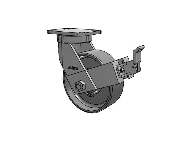 410 Series Top Plate Swivel Caster with 8 x 3 Clear Coat Enamel FS - Drop-Forged Steel Wheel and Face Brake