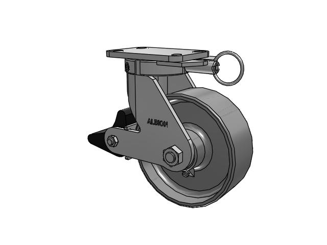 410 Series Top Plate Swivel Caster with 8 x 3 Clear Coat Enamel FS - Drop-Forged Steel Wheel and Poly Lock Integrated Brake