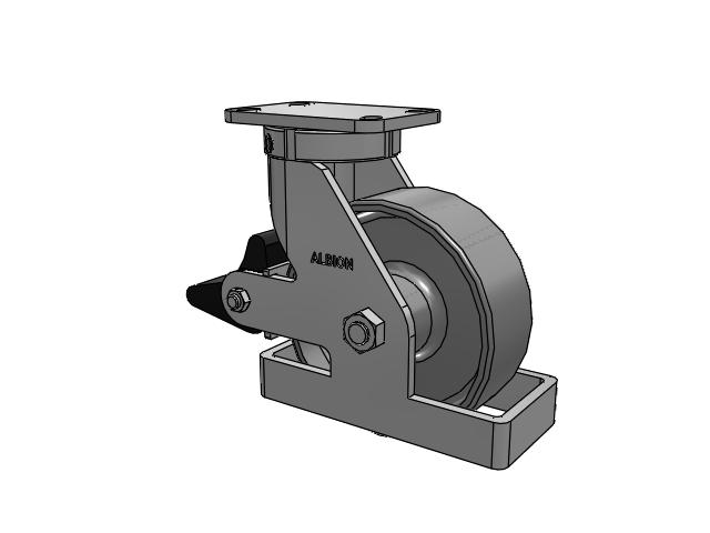 410 Series Top Plate Swivel Caster with 8 x 3 Clear Coat Enamel FS - Drop-Forged Steel Wheel and Poly Lock Integrated Brake