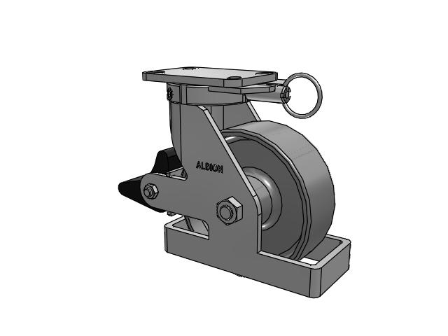 410 Series Top Plate Swivel Caster with 8 x 3 Clear Coat Enamel FS - Drop-Forged Steel Wheel and Poly Lock Integrated Brake