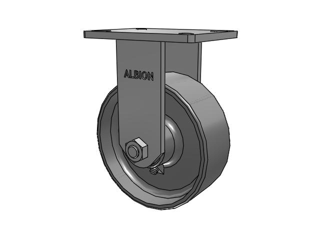 410 Series Top Plate Rigid Caster with 8 x 3 Clear Coat Enamel FS - Drop-Forged Steel Wheel