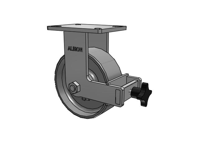410 Series Top Plate Rigid Caster with 8 x 3 Clear Coat Enamel FS - Drop-Forged Steel Wheel and Face Brake